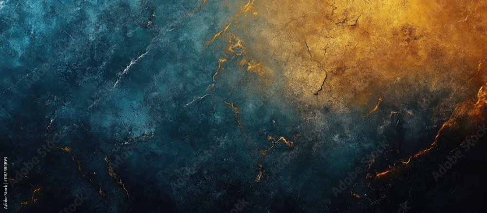 Poster blue and orange abstract textured background with copy space for design use