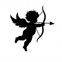 cupid silhouette icon, black and white