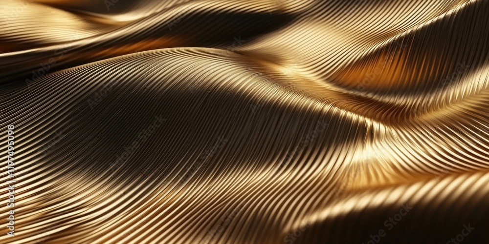 Poster golden wave texture background with flowing curves and soft highlights copy space