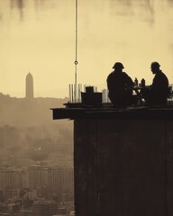 Lunch on Top of Skyscraper, Construction Site Break.