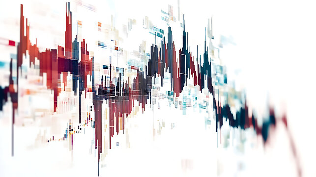 Abstract financial market graph illustrating fluctuating stock prices with vibrant colors and patterns