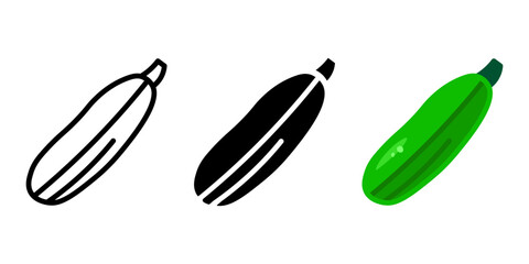 Zucchini green icon. Marrow color sign. Garden organic harvest symbol. Vegetable illustration. Healthy eating and dieting pictogram.