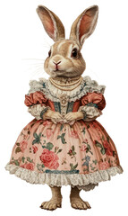 Obraz premium PNG Rabbit costume wearing Rococo style outfit animal rabbit necklace.