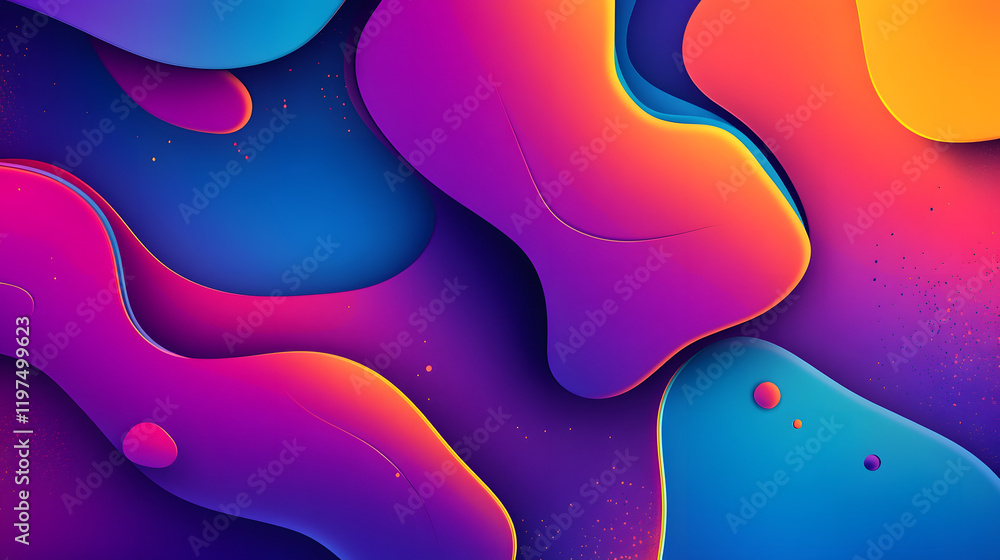 Poster a mesmerizing 3d abstract multicolor visualization with fluid curves, holographic gradients, and dyn