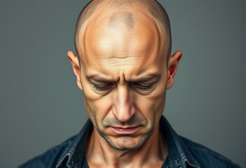 Fototapeta premium Bald man with a worn expression