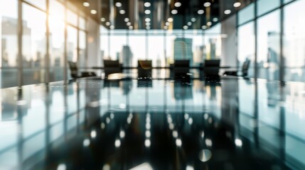 Fototapeta premium Corporate policy document on a sleek glass desk in a modern office setting, symbolizing professionalism and business clarity. Professional workplace and corporate governance concepts.