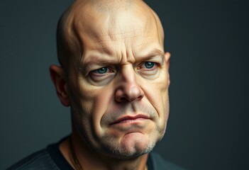 Obraz premium Portrait of a bald man with a scowl