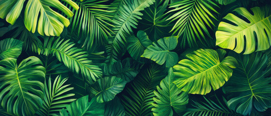 Lush verdant foliage showcasing the vibrant beauty of a tropical rainforest