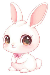 Obraz premium PNG White easter bunny art illustration pink.