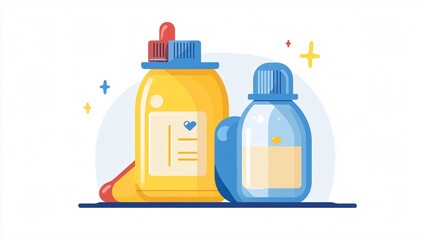 Wide Angle Healthy Milk Bottle Feeding Icon for Nutritious Babies