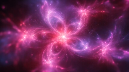 Abstract Cosmic Flower Nebula Glowing Brightly