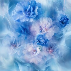 Fototapeta premium Dreamy blue flowers in soft focus, ethereal and delicate floral arrangement.
