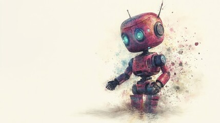 Slats personalizados com sua foto Colorful watercolor robot illustration with splatter effect
