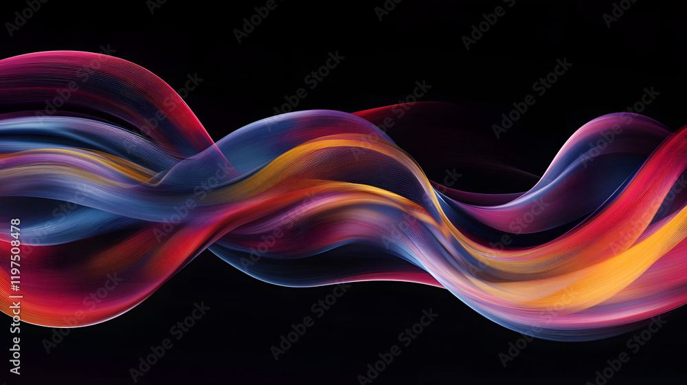 Poster a mesmerizing 3d abstract multicolor visualization with fluid curves, holographic gradients, and dyn