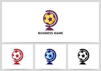 Soccer Football Ball Globe Sport Logo Design