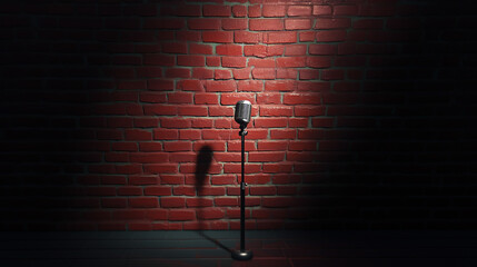 Microphone stands on the stage.