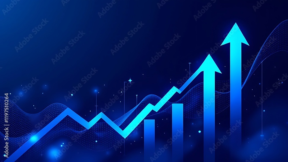 Aufkleber blue growth graph business chart data diagram on success financial presentation background with abst
