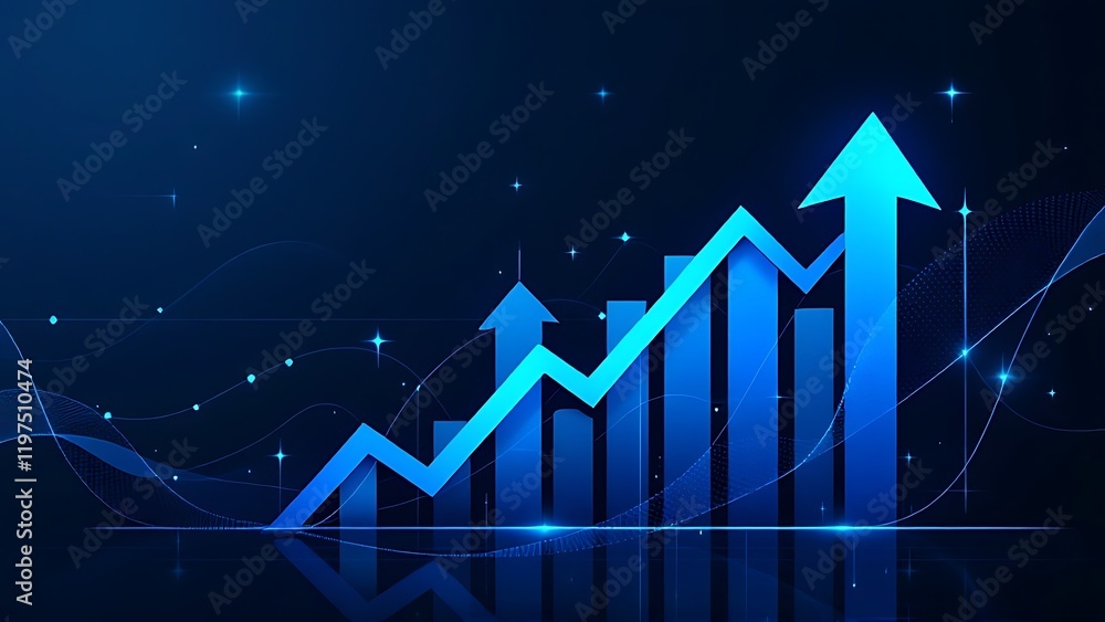 Aufkleber blue growth graph business chart data diagram on success financial presentation background with abst