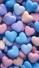 Fototapeta premium Pastel Valentines Texture of Love. Candy Hearts Photography, Soft Colorful Background