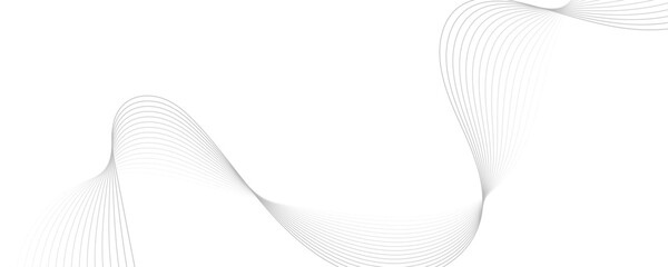 Fototapeta premium Abstract gray wave dynamic curve lines on transparent background with flowing particles. Digital energy waves technology concept. Modern backdrop design for business, presentation, banner.