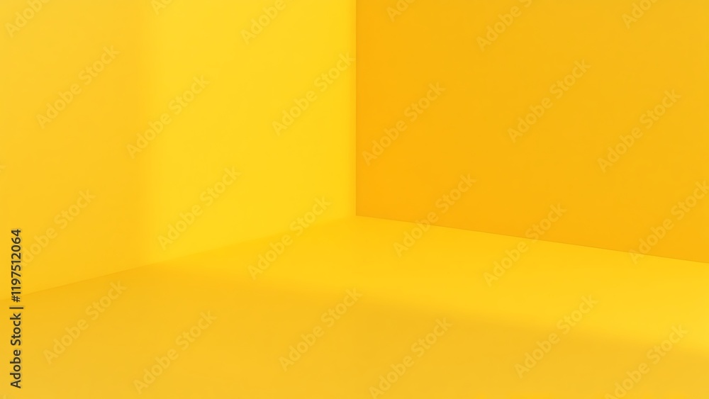 Aufkleber empty room interior design or yellow pedestal display on vivid background with blank stand. blank st