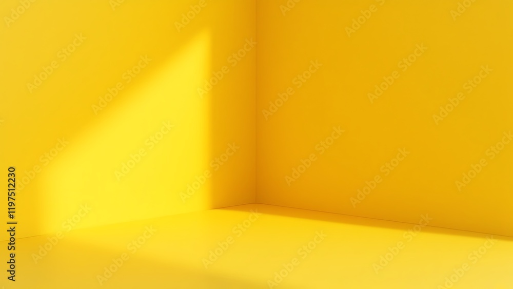 Poster empty room interior design or yellow pedestal display on vivid background with blank stand. blank st