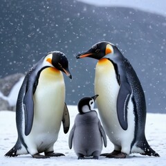 Fototapeta premium penguin on the snow