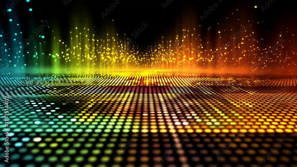 Poster vibrant abstract background with colorful dots and glowing lights creates dynamic visual effect, sho