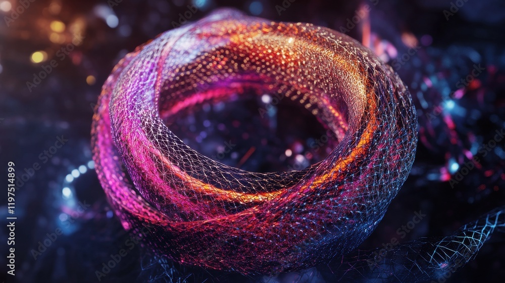 Aufkleber abstract colorful mesh on dark wallpaper with mock up place. technology and designer backgrounds con
