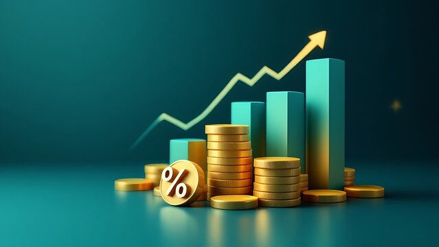 Wealth money profit strategy graph success financial business on economy 3d background of finance investment cash currency earning concept or growth arrow increase economic stock market global target.