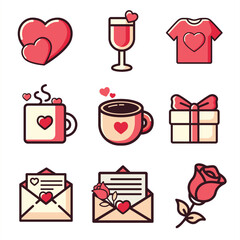 Valentine's day elements collection love, flat icon set