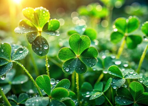 St Patricks Day  Green clover leaf generative ai