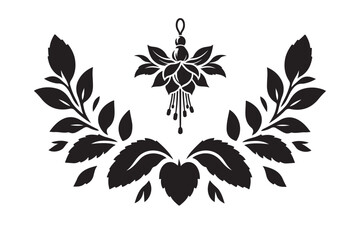 Fuchsia Flower icon silhouette illustration with white background.