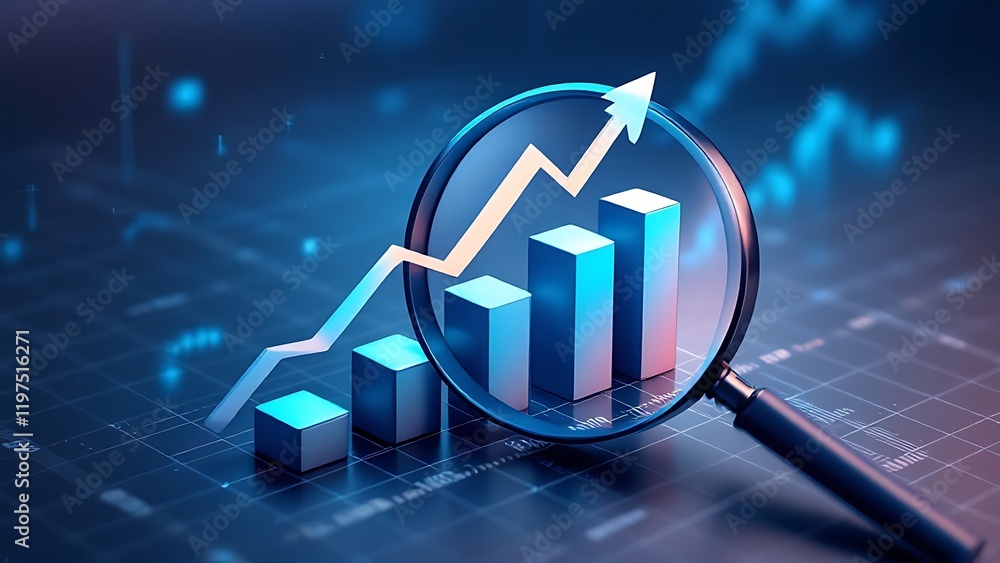 Aufkleber growth strategy business graph analysis concept on finance chart data diagram 3d background of digit