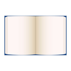 Blank open book top view, Two page spread book.
