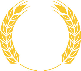 Two stylized wheat stalks elegantly forming a circular frame, perfect for enhancing designs related to agriculture, food, or harvest themes, adding a touch of nature's beauty