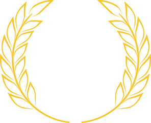 Circular golden laurel wreath symbolizing victory, achievement, and excellence, perfect for awards, logos, or emblems representing success and accomplishment