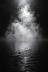 Obraz premium Mysterious Night Scene: Smoke and Water Reflection