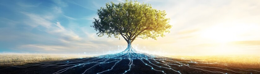 A stunning tree rises against a vibrant sky, symbolizing strength and growth