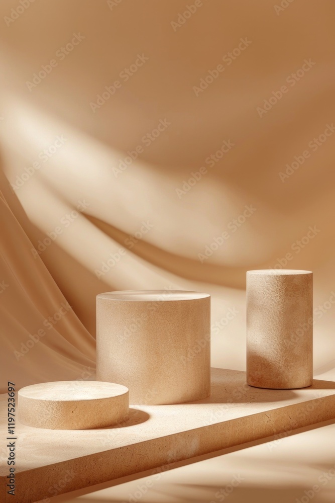 Aufkleber three rectangular ceramic blocks create an abstract still life, evoking a sense of modern simplicity
