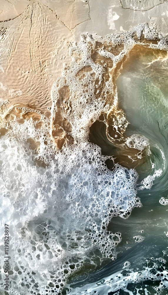 Aufkleber abstract aerial view capturing ocean waves in dynamic motion -