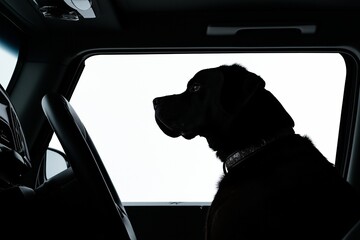 A curious dog sitting in the driver's seat of a car looks ready for an adventure, showcasing the unique bond between pets and their owners.