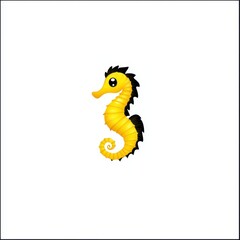 Fototapeta premium Vibrant Yellow Seahorse Illustration on a White Background Featuring Elegant Curves and Distinctive Features Ideal for Aquatic Themes and Creative Projects