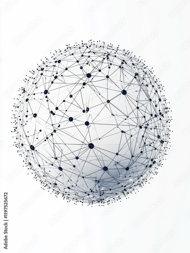 Poster dimensional lattice sphere vector abstraction, 3d polygonal design abstract shape isolated over whit
