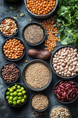 Beans, lentils and seeds on display