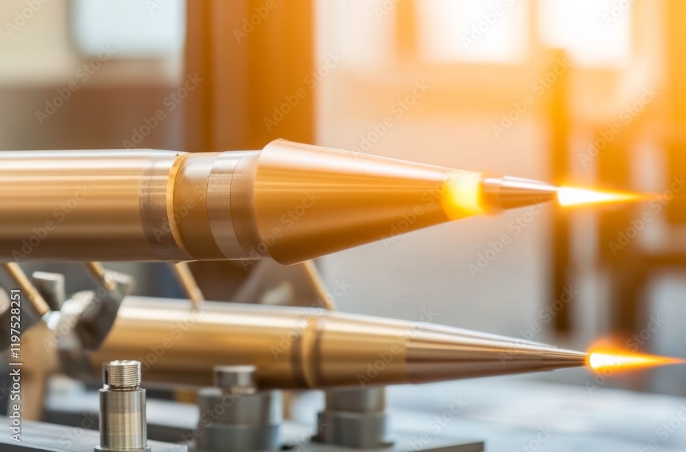 Poster advanced rocket propulsion system with ignited nozzles in modern engineering laboratory setting