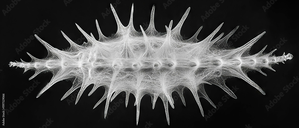 Poster x-ray view revealing intricate structure of sea urchin spines with sharp points