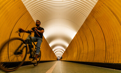 On the way to and from eternity. Brunkeberg tunnel is a tunnel for pedestrians and cyclists through...