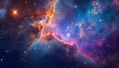 Fototapeta premium Astronaut floating amidst vibrant galaxies and glowing nebulae -