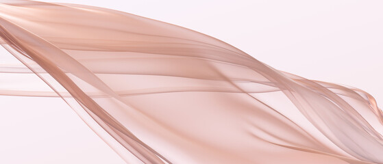 Abstract 3d rendering background beige fabric texture. Soft and gentle flowing veil for beauty or luxury themed projects